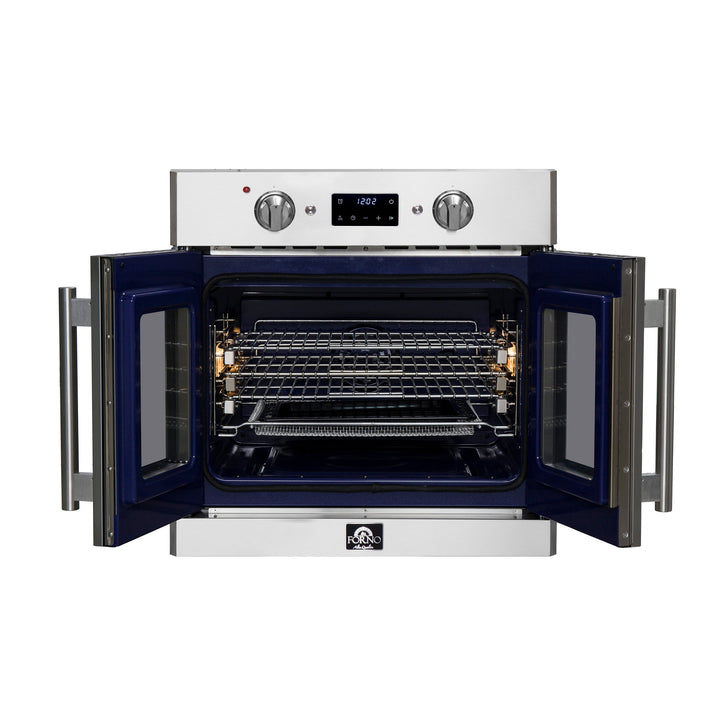 Forno Gallico 30-Inch Electric French Door Wall Oven, Stainless Steel, True Convection, Air Fry, Self-Cleaning