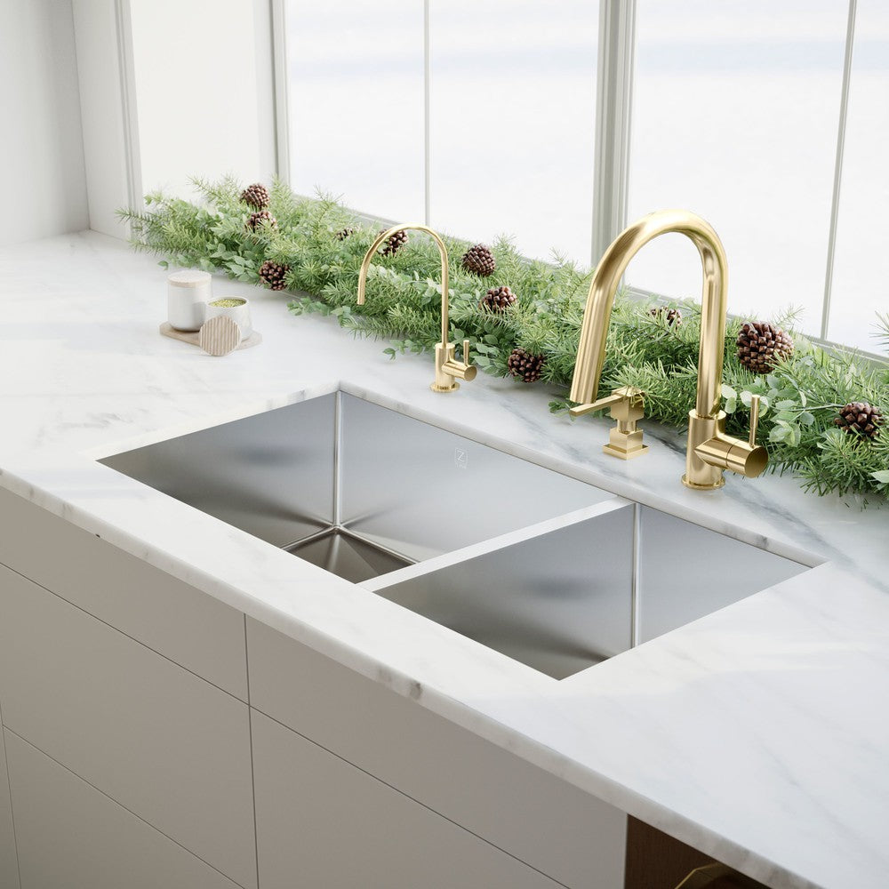 ZLINE Autograph Edition Gemini Pull Down Single Handle Kitchen Faucet in Polished Gold (GEM-KF-PG)