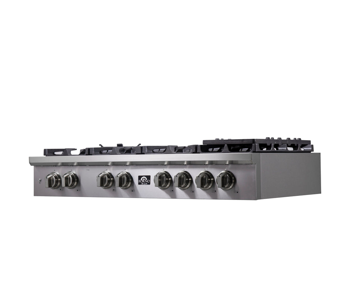 Forno Spezia Alta Qualita 48-Inch Pro-Style Gas Rangetop, Stainless Steel, 8 Sealed Burners, Continuous Cast Iron Grates, High Heat Output