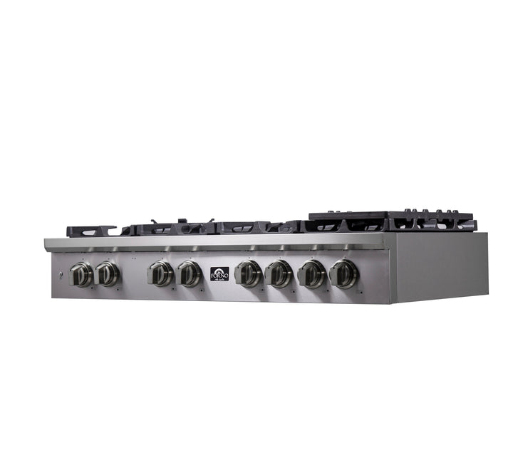 Forno Spezia Alta Qualita 48-Inch Pro-Style Gas Rangetop, Stainless Steel, 8 Sealed Burners, Continuous Cast Iron Grates, High Heat Output