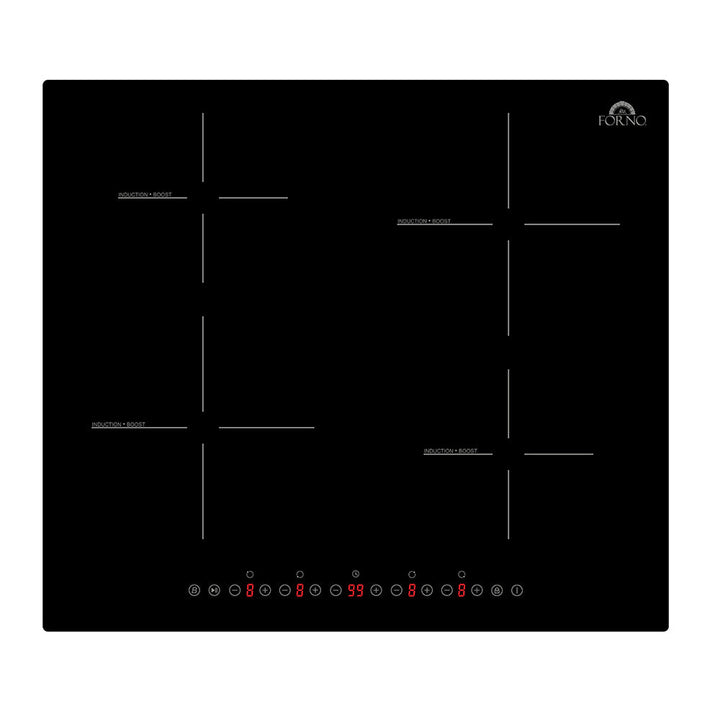 Forno Parco 24-Inch Induction Cooktop, 4 Zones, 7,200W Total Power, Touch Control, 9 Power Levels, Booster Function