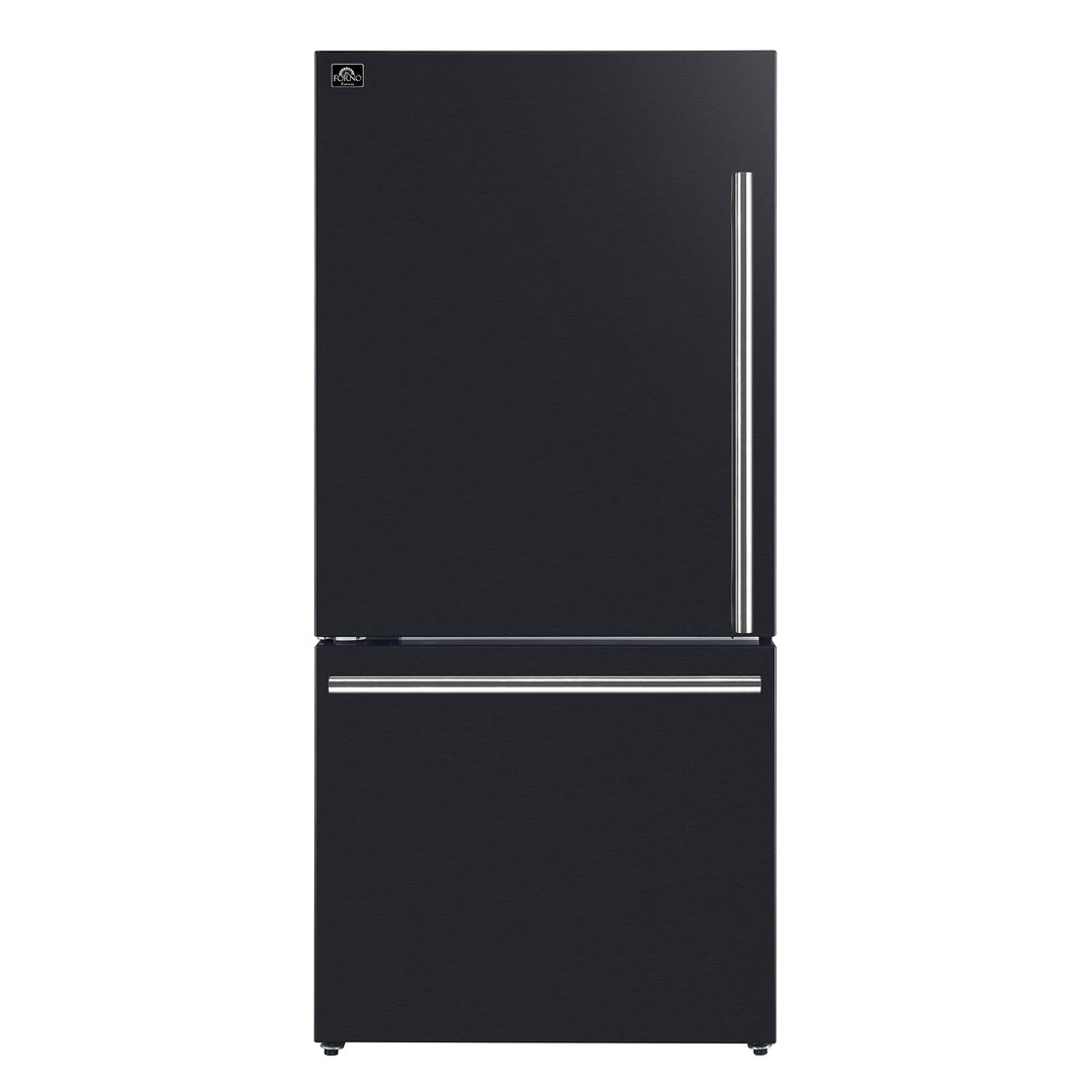 Forno Milano 2-Piece 62-Inch Freestanding Dual Bottom Freezer Refrigerator in Black – 34.4 cu.ft, Touch Control, Ice Maker