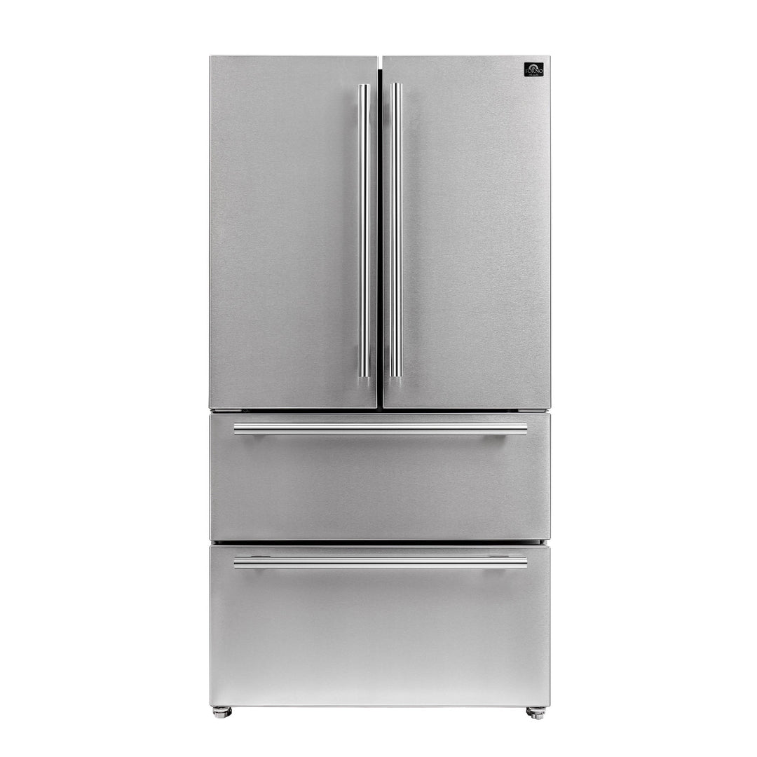 FORNO Premium 2-Piece Kitchen Bundle -Giovanni 30-inch Gas Range Stainless Steel, Forno Moena 36" French Door 19.2 Cu.Ft. Stainless Steel Refrigerator - FBDL-020-02US
