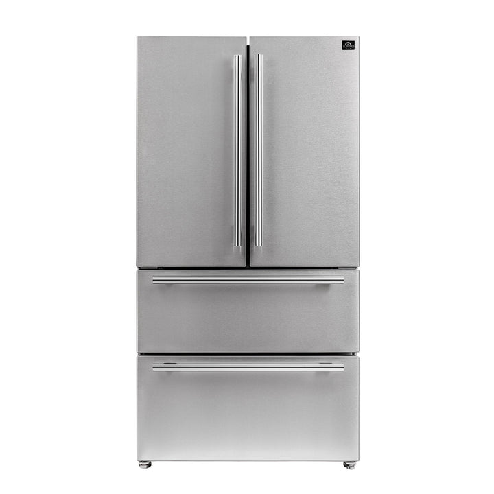 FORNO Premium 2-Piece Kitchen Bundle -Giovanni 30-inch Gas Range Stainless Steel, Forno Moena 36" French Door 19.2 Cu.Ft. Stainless Steel Refrigerator - FBDL-020-02US