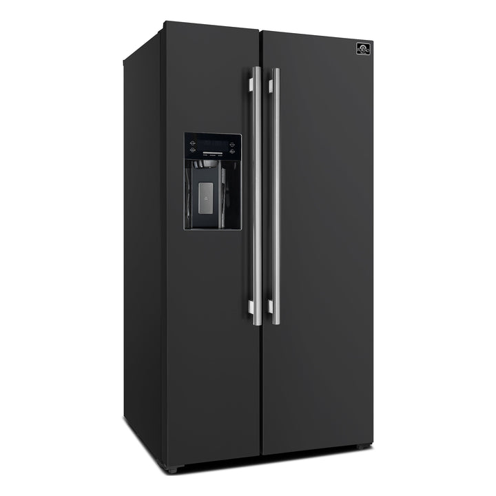 Forno Salerno Espresso 36-Inch Black Side-by-Side Refrigerator, 20 Cu. Ft., Frost-Free, Ice &amp; Water Dispenser, ENERGY STAR Certified