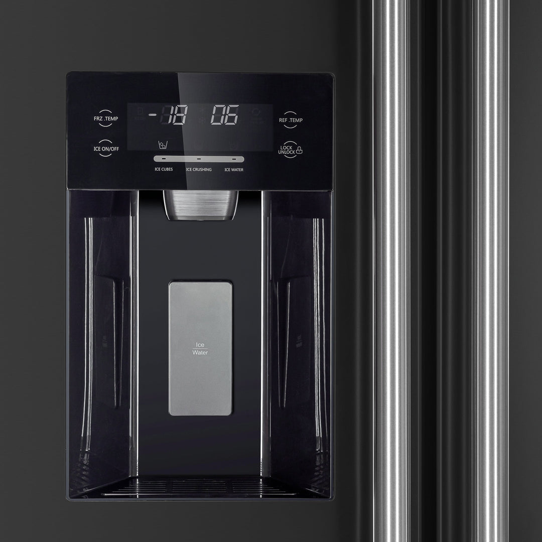 Forno Salerno Espresso 36-Inch Black Side-by-Side Refrigerator, 20 Cu. Ft., Frost-Free, Ice &amp; Water Dispenser, ENERGY STAR Certified
