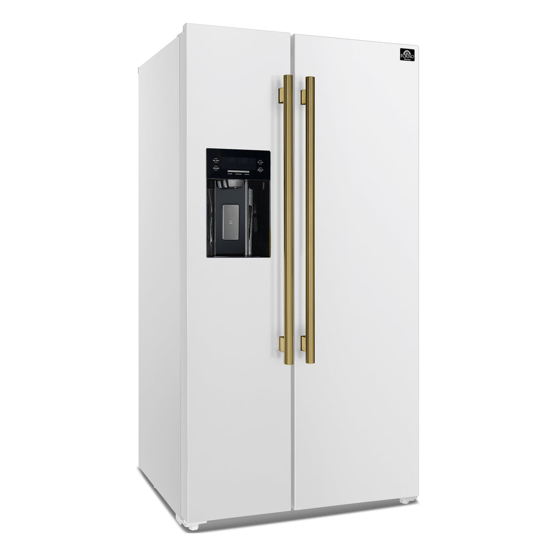 Forno Salerno Espresso 36-Inch White Side-by-Side Refrigerator, 20 Cu. Ft., Frost-Free, Ice &amp; Water Dispenser, ENERGY STAR Certified