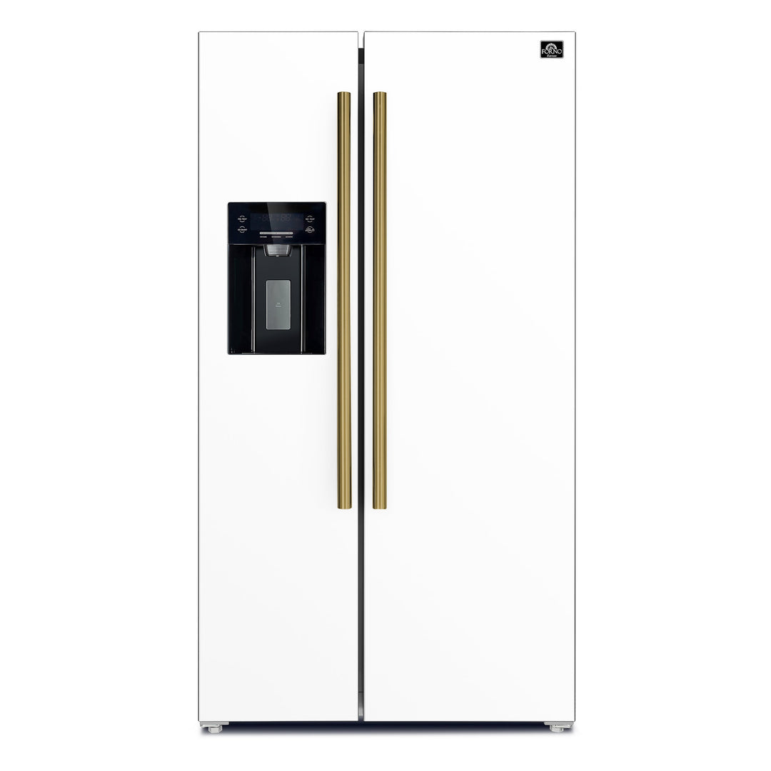 Forno Salerno Espresso 36-Inch White Side-by-Side Refrigerator, 20 Cu. Ft., Frost-Free, Ice &amp; Water Dispenser, ENERGY STAR Certified