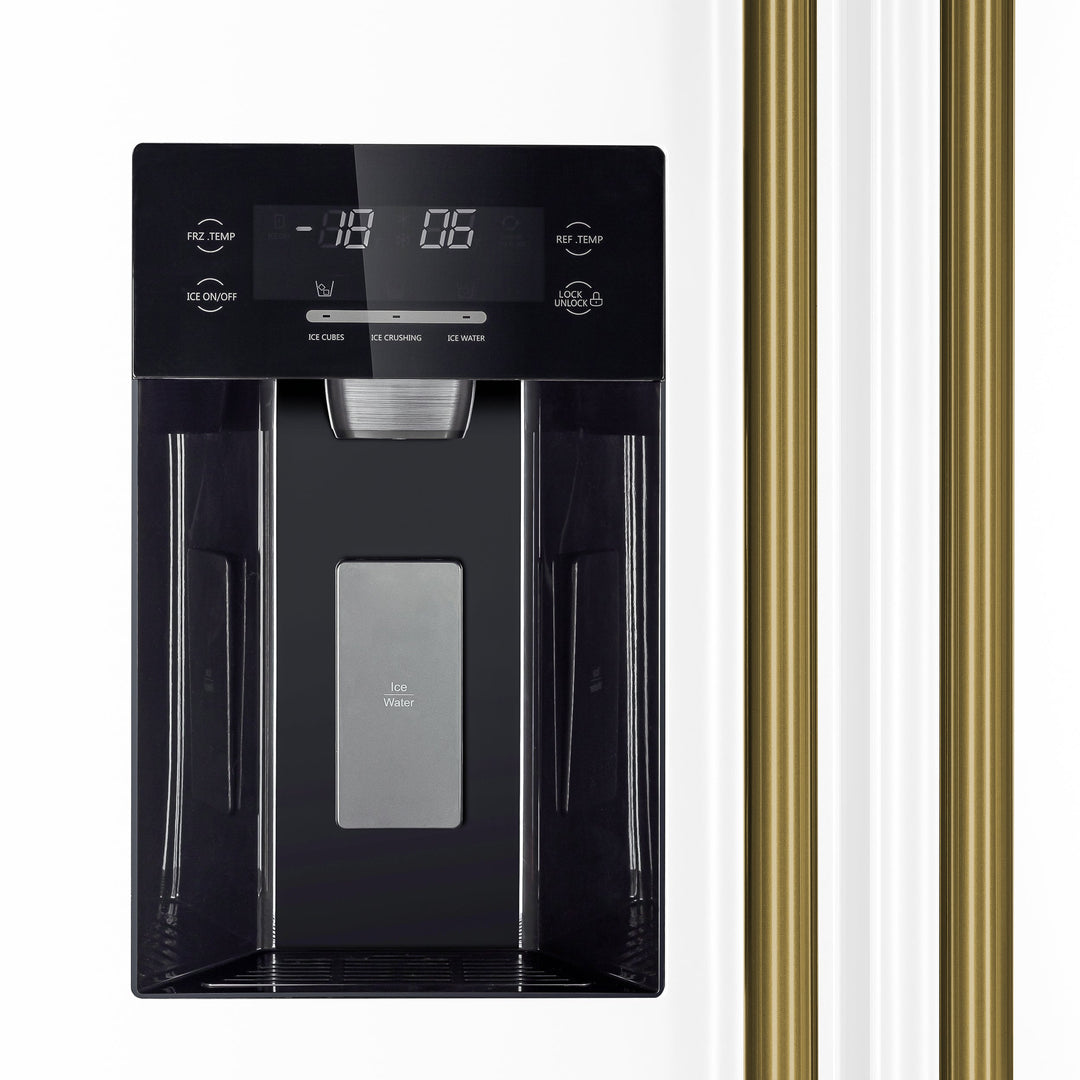 Forno Salerno Espresso 36-Inch White Side-by-Side Refrigerator, 20 Cu. Ft., Frost-Free, Ice &amp; Water Dispenser, ENERGY STAR Certified