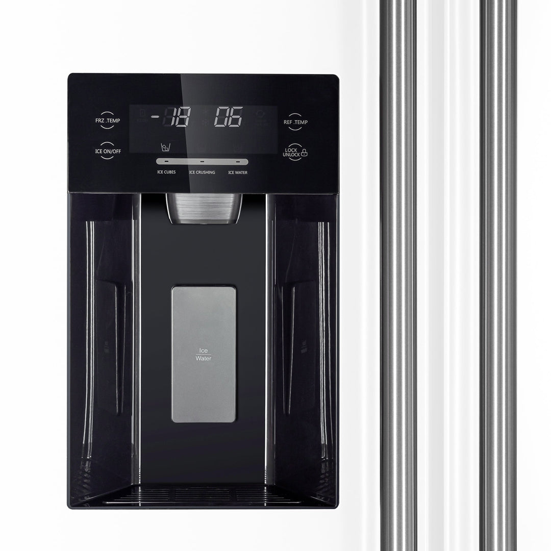 Forno Salerno Espresso 36-Inch White Side-by-Side Refrigerator, 20 Cu. Ft., Frost-Free, Ice &amp; Water Dispenser, ENERGY STAR Certified