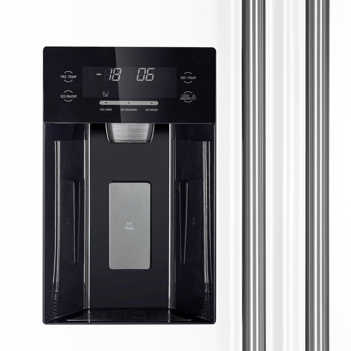 Forno Salerno Espresso 36-Inch White Side-by-Side Refrigerator, 20 Cu. Ft., Frost-Free, Ice &amp; Water Dispenser, ENERGY STAR Certified