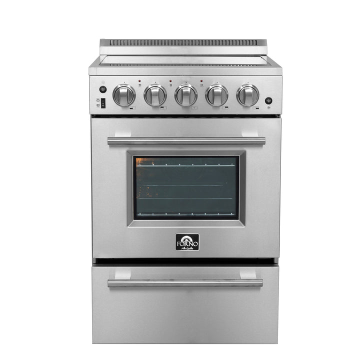 Forno Loiano 24 Inch Freestanding Electric Range Stainless Steel with Storage Drawer