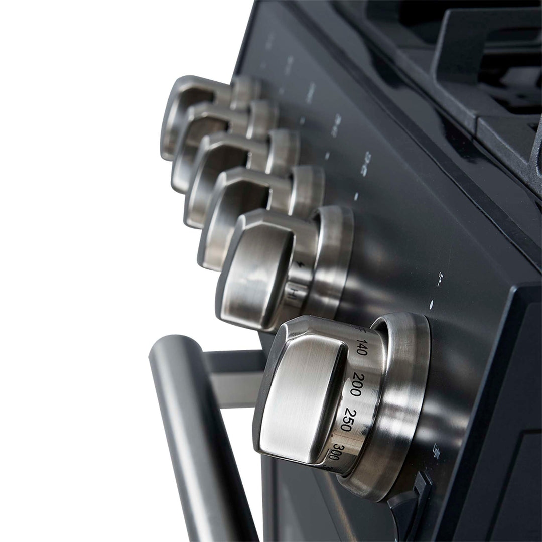 Forno Leonardo Espresso 30-Inch Black Gas Range, 5 Burners, 39,500 BTU, 5 cu.ft Convection Oven