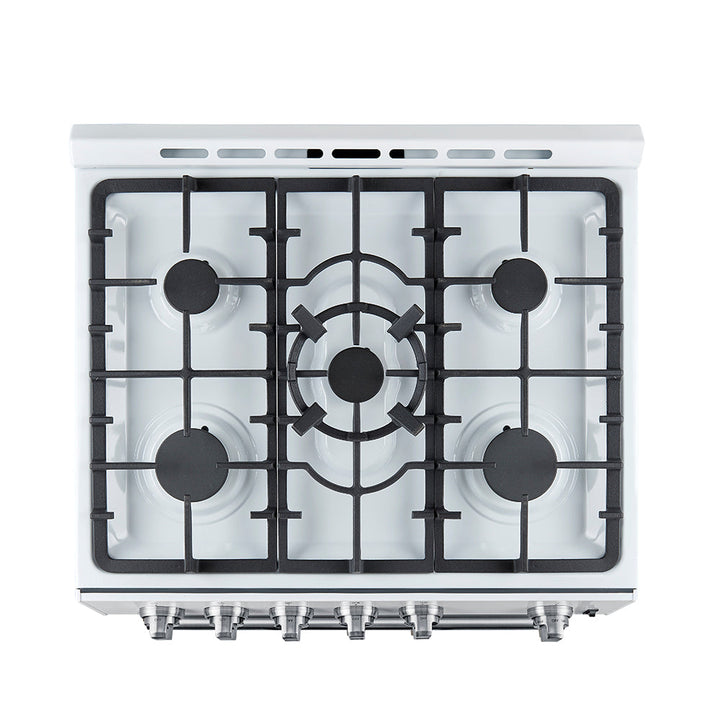 Forno Leonardo Espresso 30-Inch White Gas Range, 5 Burners, 39,500 BTU, 5 cu.ft Convection Oven