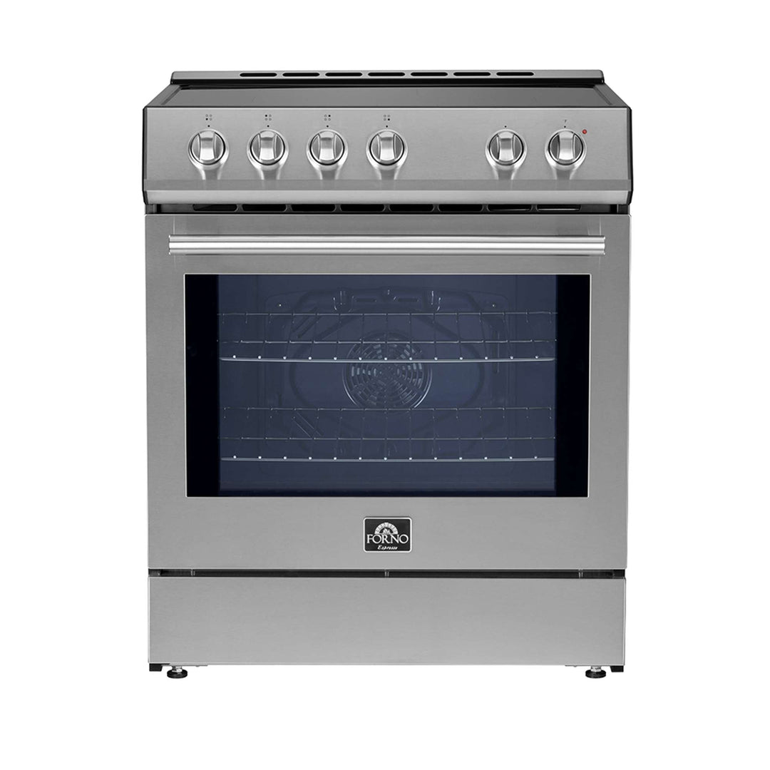 Forno Leonardo Espresso 30-Inch Slide-In Stainless Steel Induction Range, Convection Oven, 5 Cooking Zones