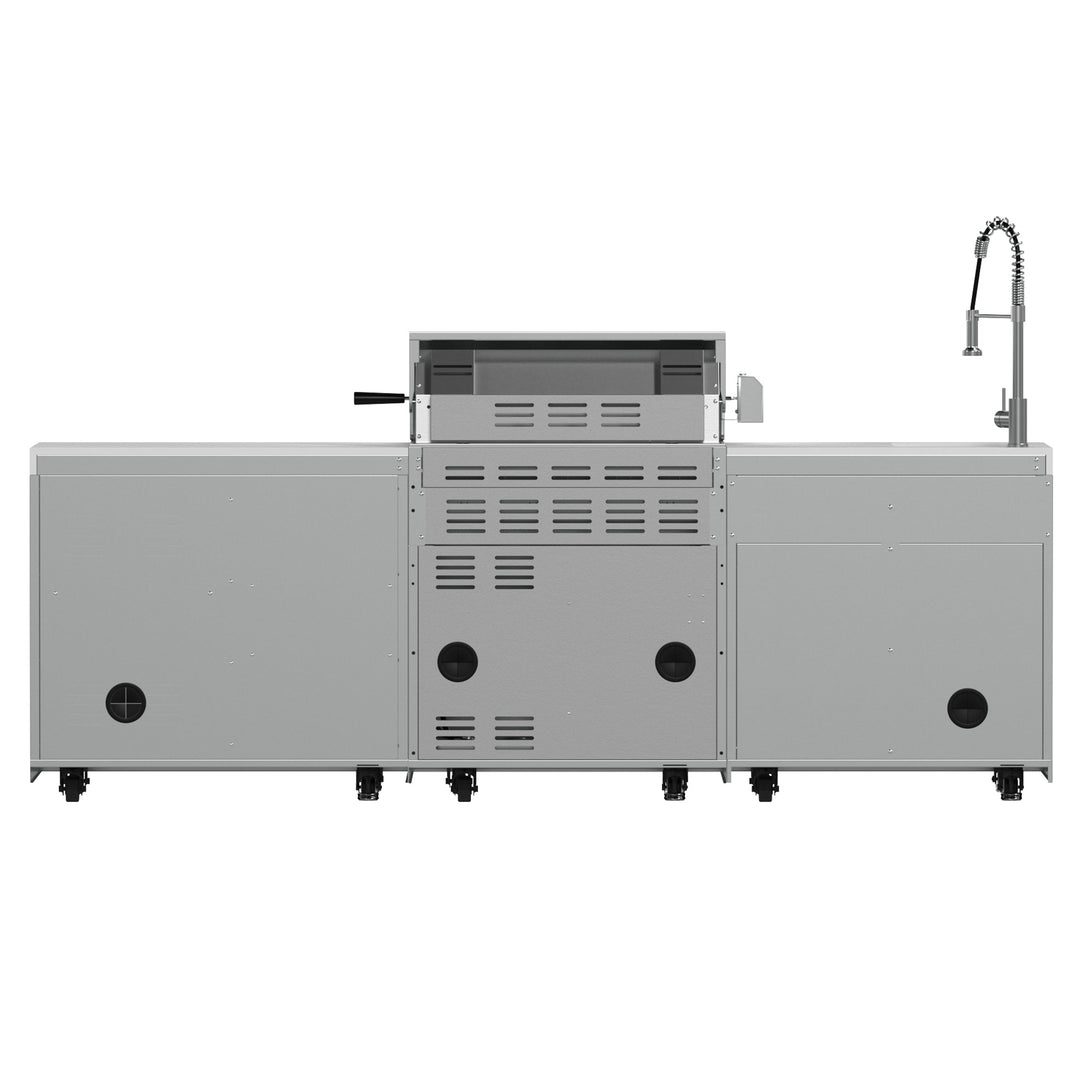 FORNO Bulnes 30-Inch BBQ, 60,000 BTU, 3 Burners with Sear &amp; Rotisserie Infrared Burners, Stainless Steel Outdoor Kitchen with 1.8 cu.ft. Beverage Center &amp; White Sintered Stone Countertops