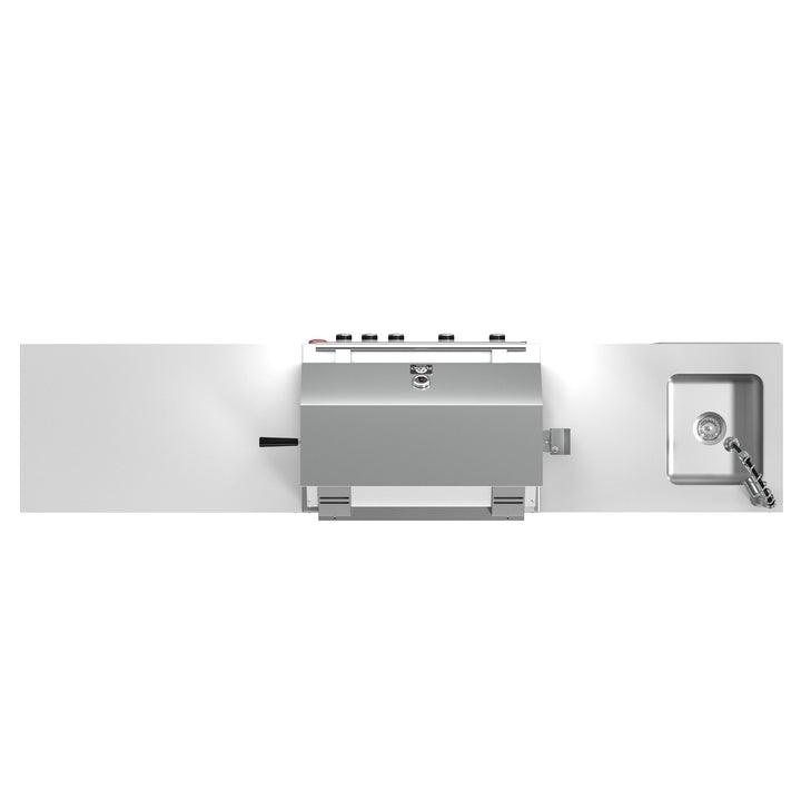 FORNO Bulnes 30-Inch BBQ, 60,000 BTU, 3 Burners with Sear &amp; Rotisserie Infrared Burners, Stainless Steel Outdoor Kitchen with 1.8 cu.ft. Beverage Center &amp; White Sintered Stone Countertops