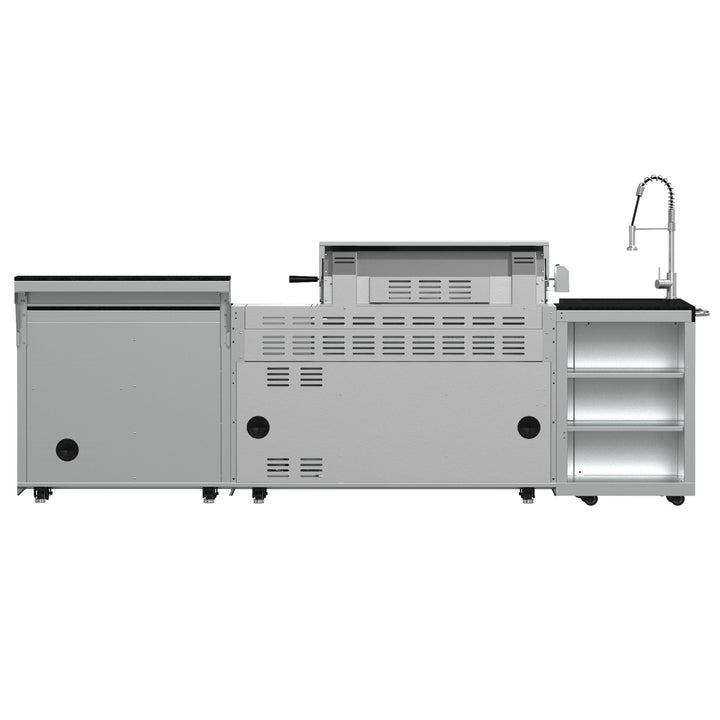FORNO Bulnes 40-Inch BBQ, 95,000 BTU, 5 Burners, Sear &amp; Rotisserie Infrared with Side Burner, Stainless Steel Outdoor Kitchen with 1.8 cu.ft. Beverage Center &amp; Black Granite Countertops