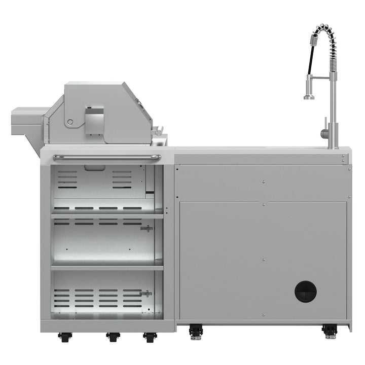 FORNO Bulnes 40-Inch BBQ, 95,000 BTU, 5 Burners, Sear &amp; Rotisserie Infrared with Side Burner, Stainless Steel Outdoor Kitchen with 1.8 cu.ft. Beverage Center &amp; White Sintered Stone Countertops