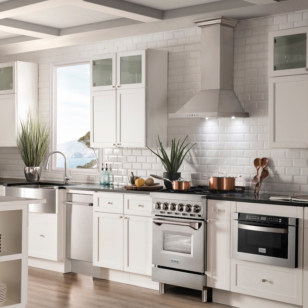 ZLINE 24 in. 2.8 cu. ft. Legacy Dual Fuel Range with 4 Burner Gas Cooktop and Electric Convection Oven in Stainless Steel, Open Box-Excellent Condition