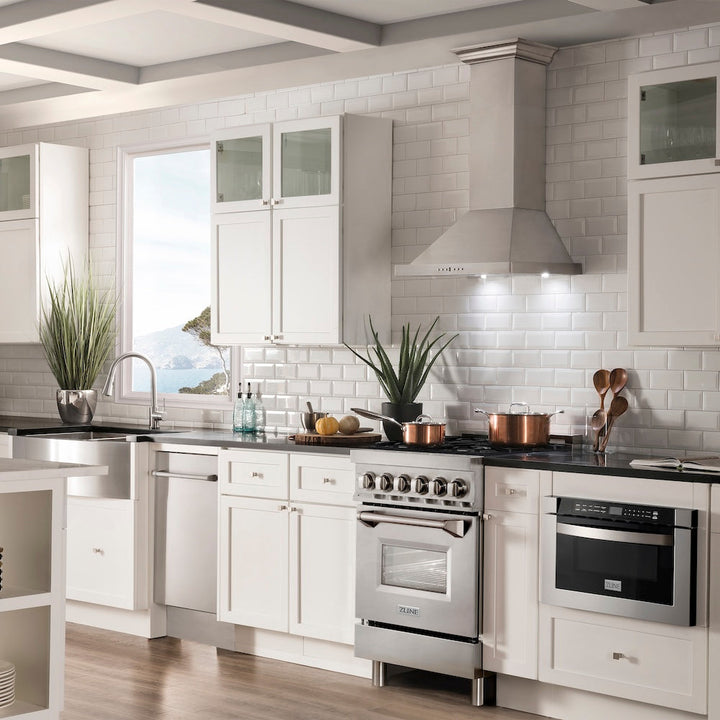 ZLINE 24 in. 2.8 cu. ft. Legacy Dual Fuel Range with 4 Burner Gas Cooktop and Electric Convection Oven in Stainless Steel, Open Box-Excellent Condition
