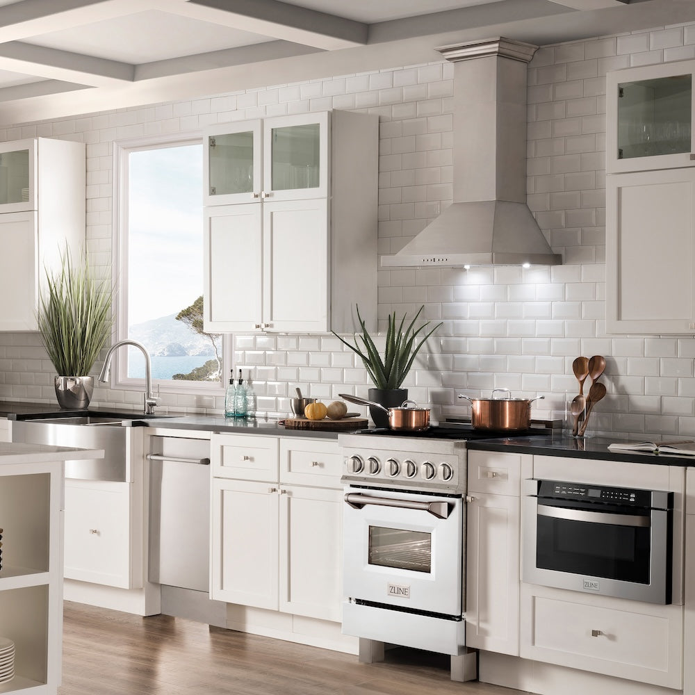 ZLINE 24 in. 2.8 cu. ft. Legacy Induction Range with 4 Element Cooktop and Electric Oven in Satin Stainless Steel and White Matte Door (RAINDS-WM-24)