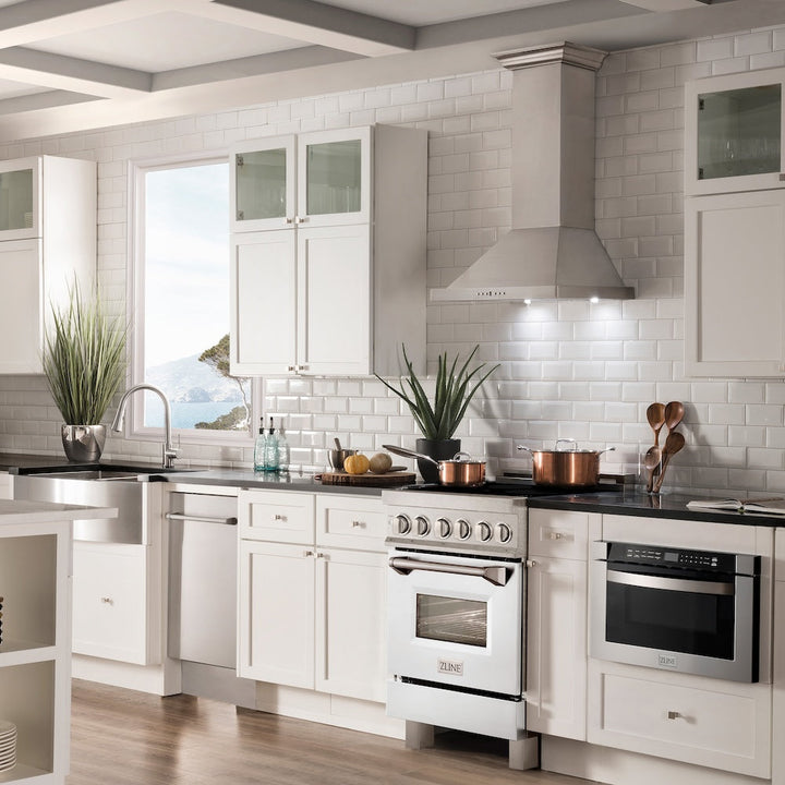 ZLINE 24 in. 2.8 cu. ft. Legacy Induction Range with 4 Element Cooktop and Electric Oven in Satin Stainless Steel and White Matte Door (RAINDS-WM-24)