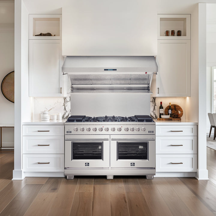 Forno Savona 60-Inch Wall Mount Range Hood, Hybrid Filters, Backsplash Included