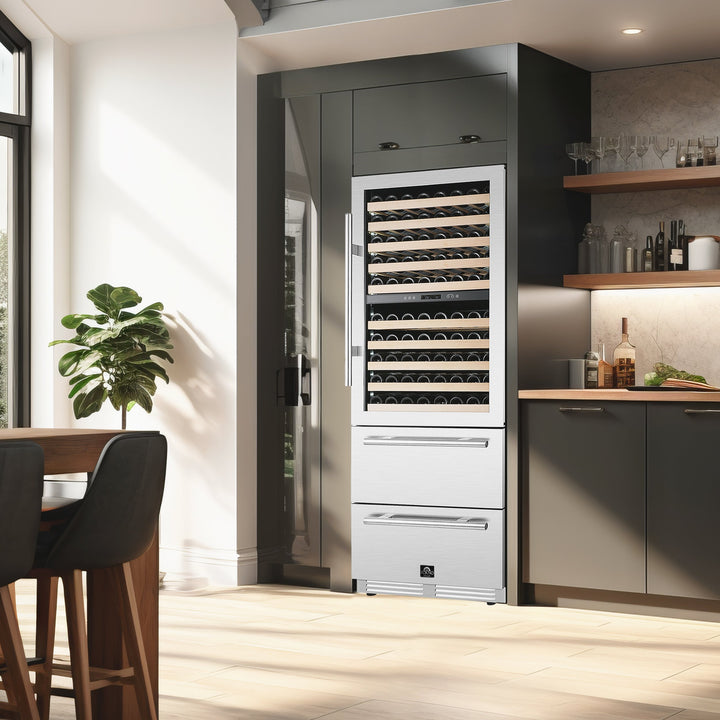 Forno Celano 30-Inch Triple Zone Wine and Beverage Cooler, 21.3 cu.ft, Stainless Steel