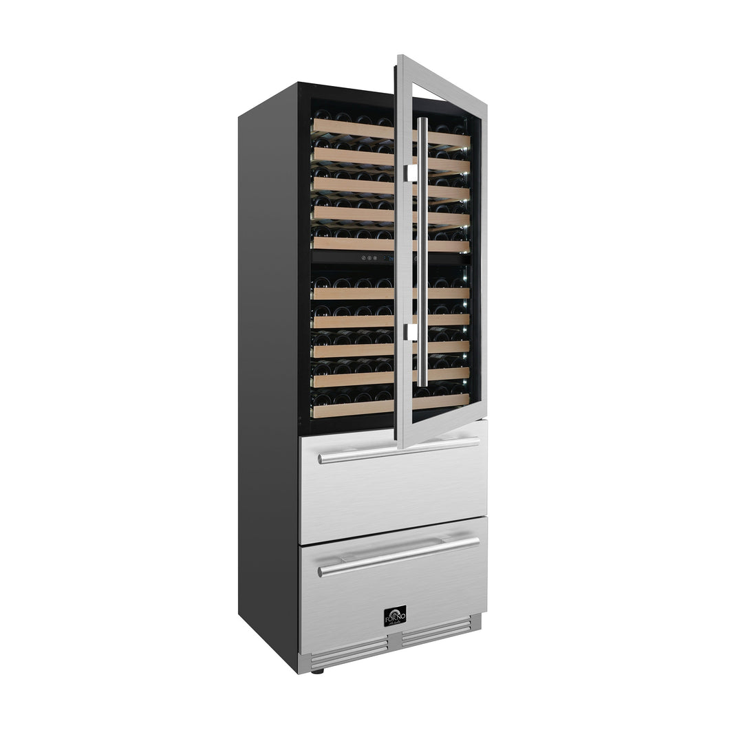 Forno Celano 30-Inch Triple Zone Wine and Beverage Cooler, 21.3 cu.ft, Stainless Steel