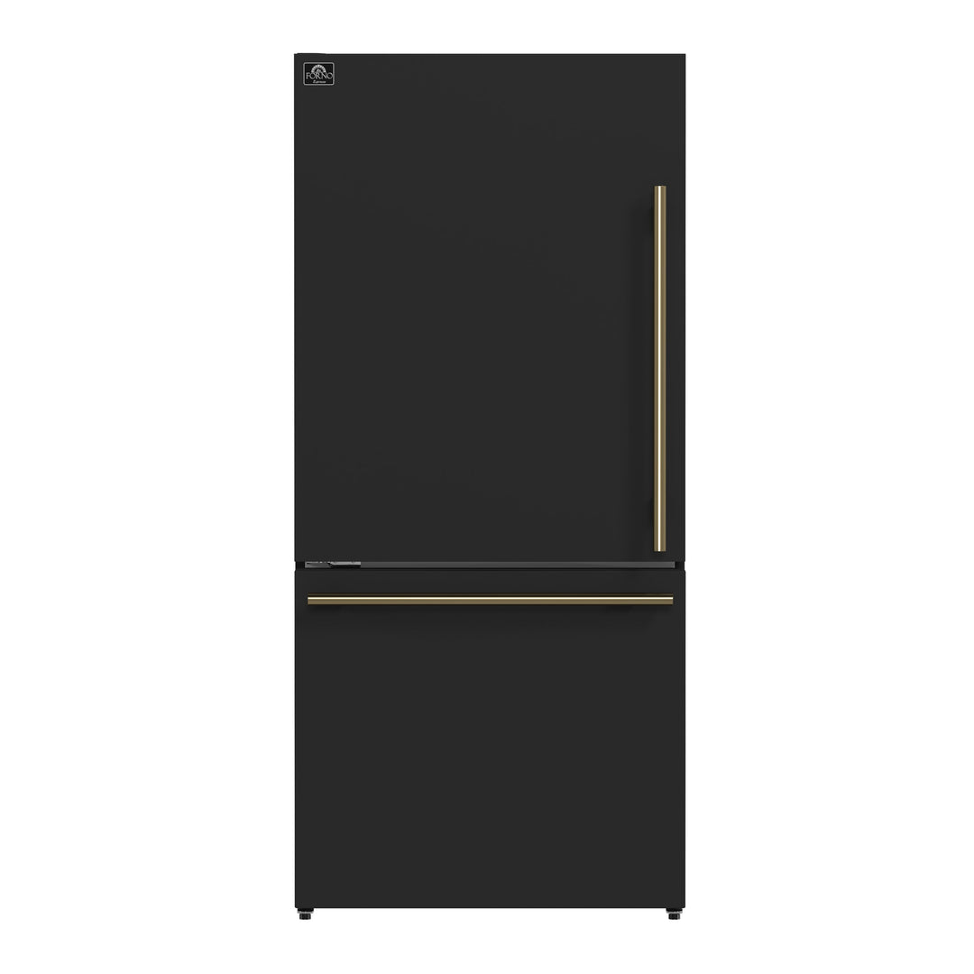 Forno Milano 2-Piece 62-Inch Freestanding Dual Bottom Freezer Refrigerator in Black – 34.4 cu.ft, Touch Control, Ice Maker