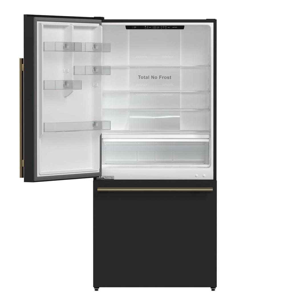 Forno Milano 2-Piece 62-Inch Freestanding Dual Bottom Freezer Refrigerator in Black – 34.4 cu.ft, Touch Control, Ice Maker