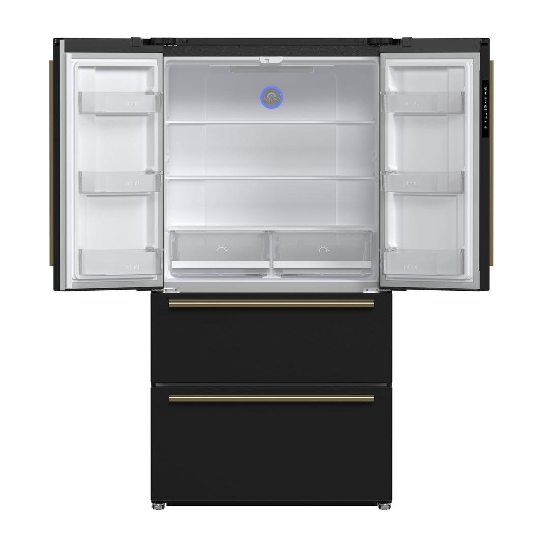 Forno Moena Espresso 36-Inch Black French Door Refrigerator, 19.2 Cu. Ft., Frost-Free, Automatic Ice Maker, ENERGY STAR Certified