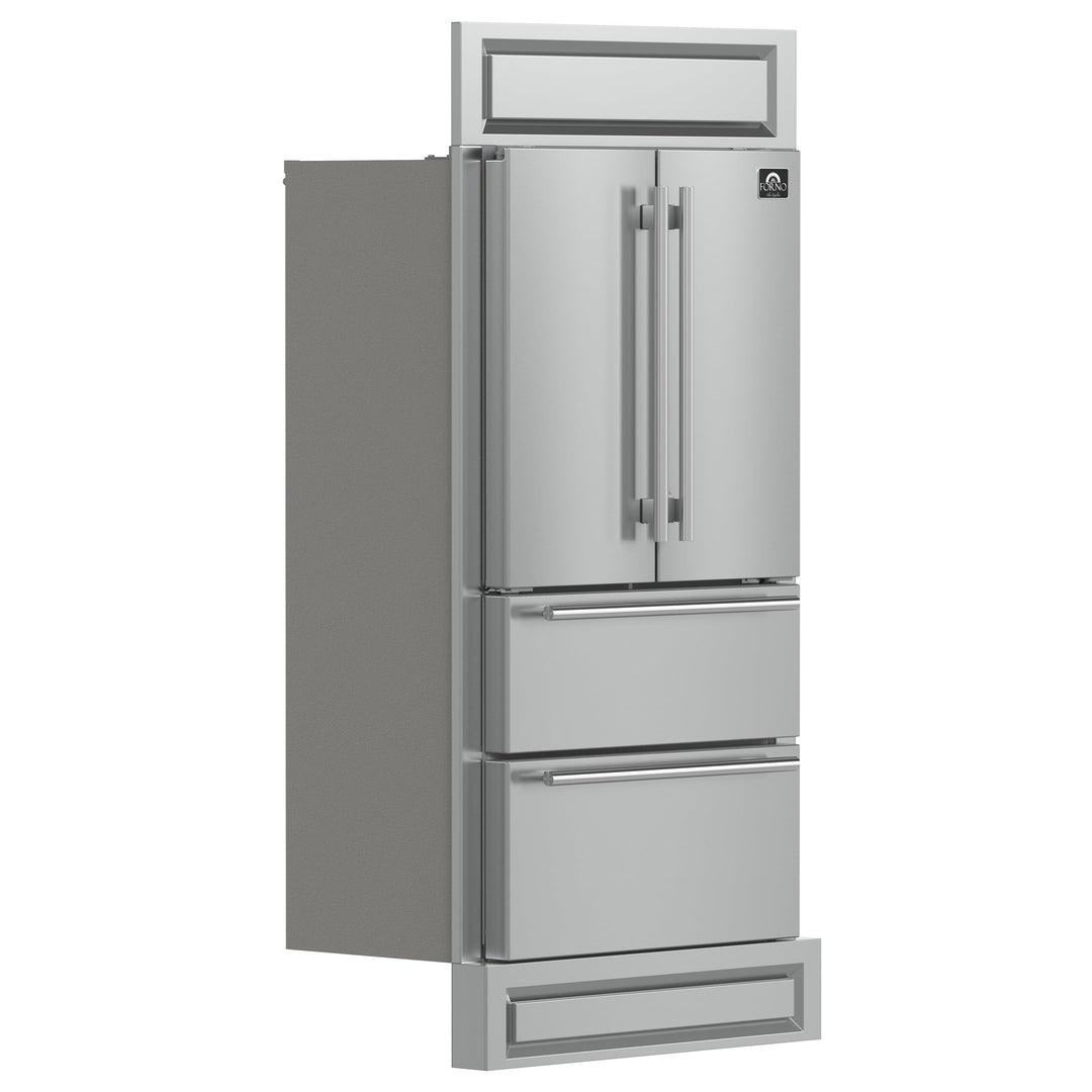 Forno Moena 40-Inch French Door Refrigerator, Stainless Steel, 19.2 cu.ft, Modern Decorative Grill, ENERGY STAR Certified