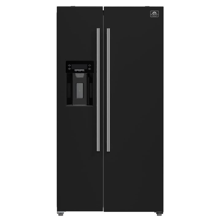 Forno Salerno Espresso 36-Inch Black Side-by-Side Refrigerator, 20 Cu. Ft., Frost-Free, Ice &amp; Water Dispenser, ENERGY STAR Certified