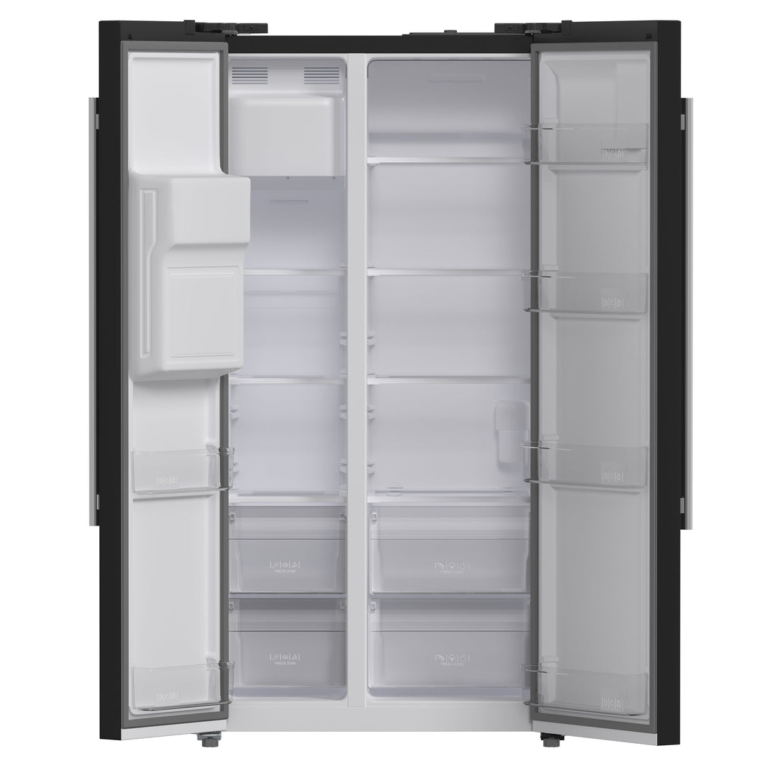 Forno Salerno Espresso 36-Inch Black Side-by-Side Refrigerator, 20 Cu. Ft., Frost-Free, Ice &amp; Water Dispenser, ENERGY STAR Certified