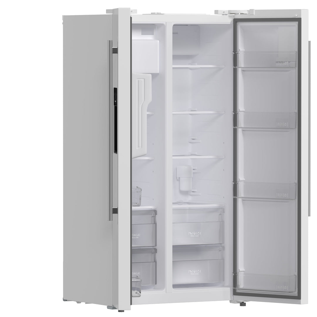Forno Salerno Espresso 36-Inch White Side-by-Side Refrigerator, 20 Cu. Ft., Frost-Free, Ice &amp; Water Dispenser, ENERGY STAR Certified