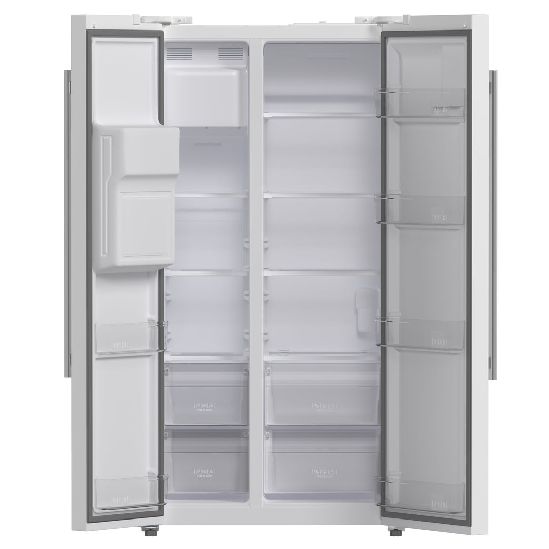 Forno Salerno Espresso 36-Inch White Side-by-Side Refrigerator, 20 Cu. Ft., Frost-Free, Ice &amp; Water Dispenser, ENERGY STAR Certified