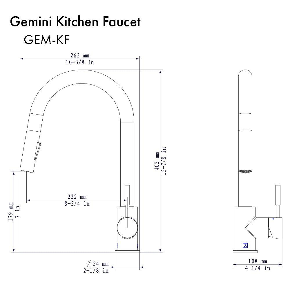 ZLINE Autograph Edition Gemini Pull Down Single Handle Kitchen Faucet in Matte Black (GEM-KF-MB)