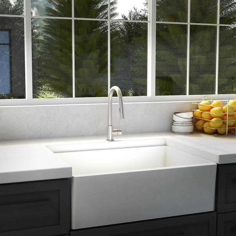 ZLINE Gemini Pull Down Single Handle Kitchen Faucet in Brushed Nickel (GEM-KF-BN)