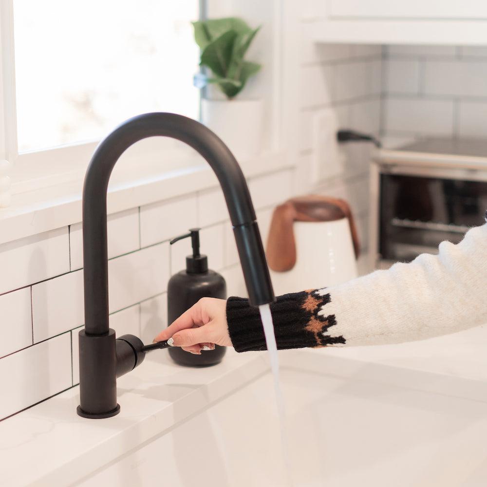 ZLINE Autograph Edition Gemini Pull Down Single Handle Kitchen Faucet in Matte Black (GEM-KF-MB)