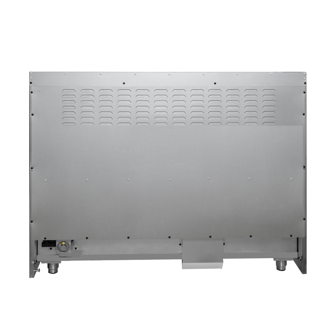 FORNO Galiano 48-inch Gas Range White &amp; Antique Brass Design, 8 Burners, 107,000 BTU, Griddle, 6.58 cu.ft. Double Ovens