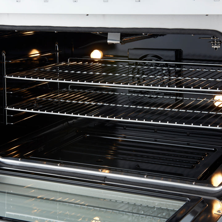 Marco 36-Inch Gas Range White &amp; Antique Brass Design, 6 Burners 67,000 BTU, 5.36 cu.ft. Convection Oven
