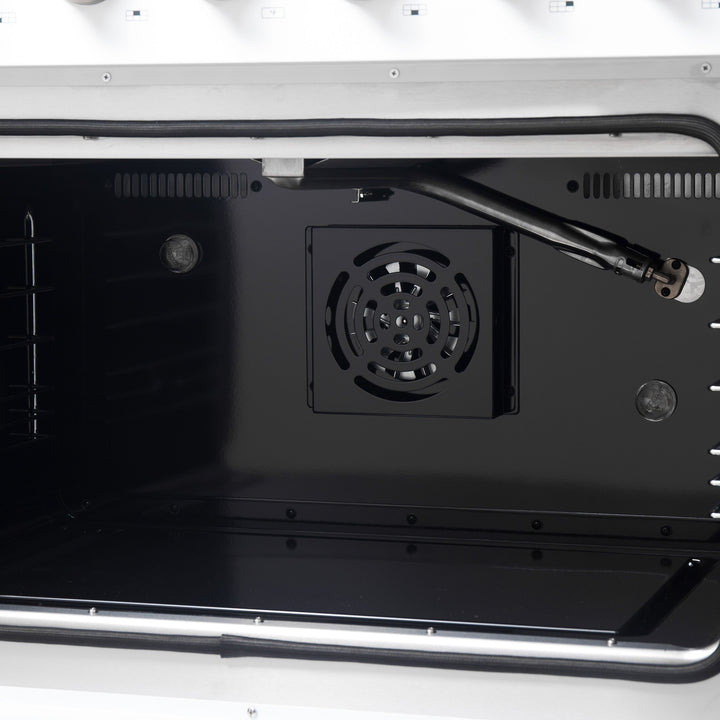 Forno Galiano 36-inch French Door Gas Range White and Antique Brass Design, 6 Sealed Burners 83,000 BTU, 5.36 cu.ft. Convection Oven