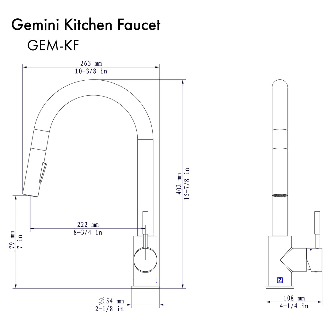 ZLINE Gemini Kitchen Faucet, GEM-KF-CH