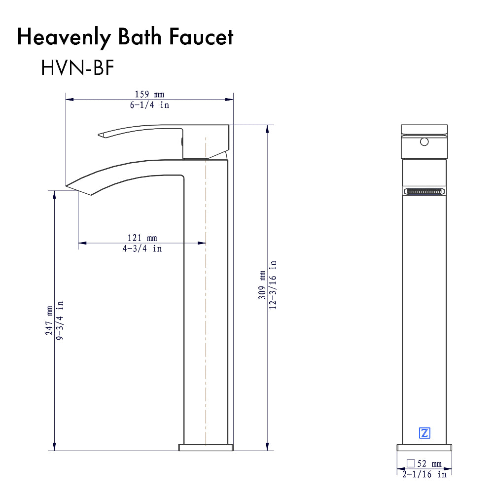 ZLINE Heavenly Single Handle Vessel Sink Bath Faucet in Chrome (HVN-BF-CH)