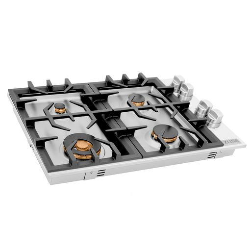 ZLINE 30" Dropin Gas Stovetop 4 Gas Brass Burners Stainless Steel