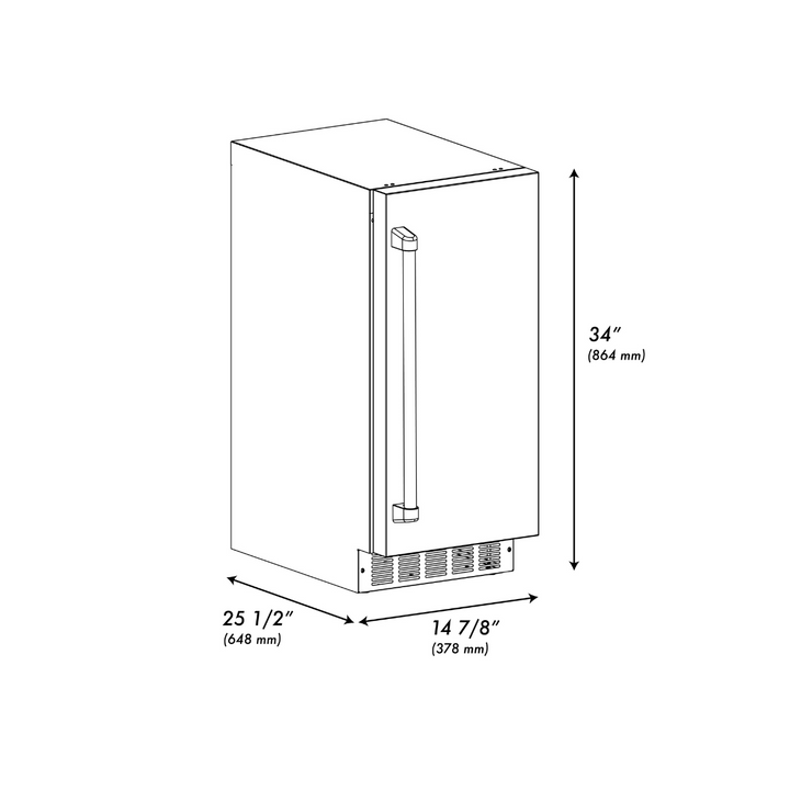 ZLINE 15" Touchstone Clear Cube Ice Maker with Drain Pump and Solid Stainless Steel Door, ICCD-ST-15