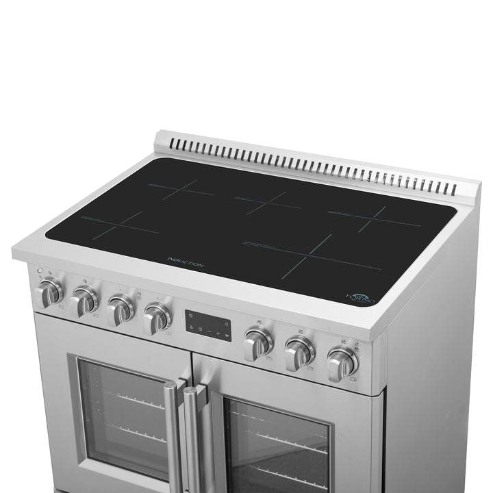 Forno Torino 36 Inch French Door Induction Range with Air Fryer and True Convection Oven