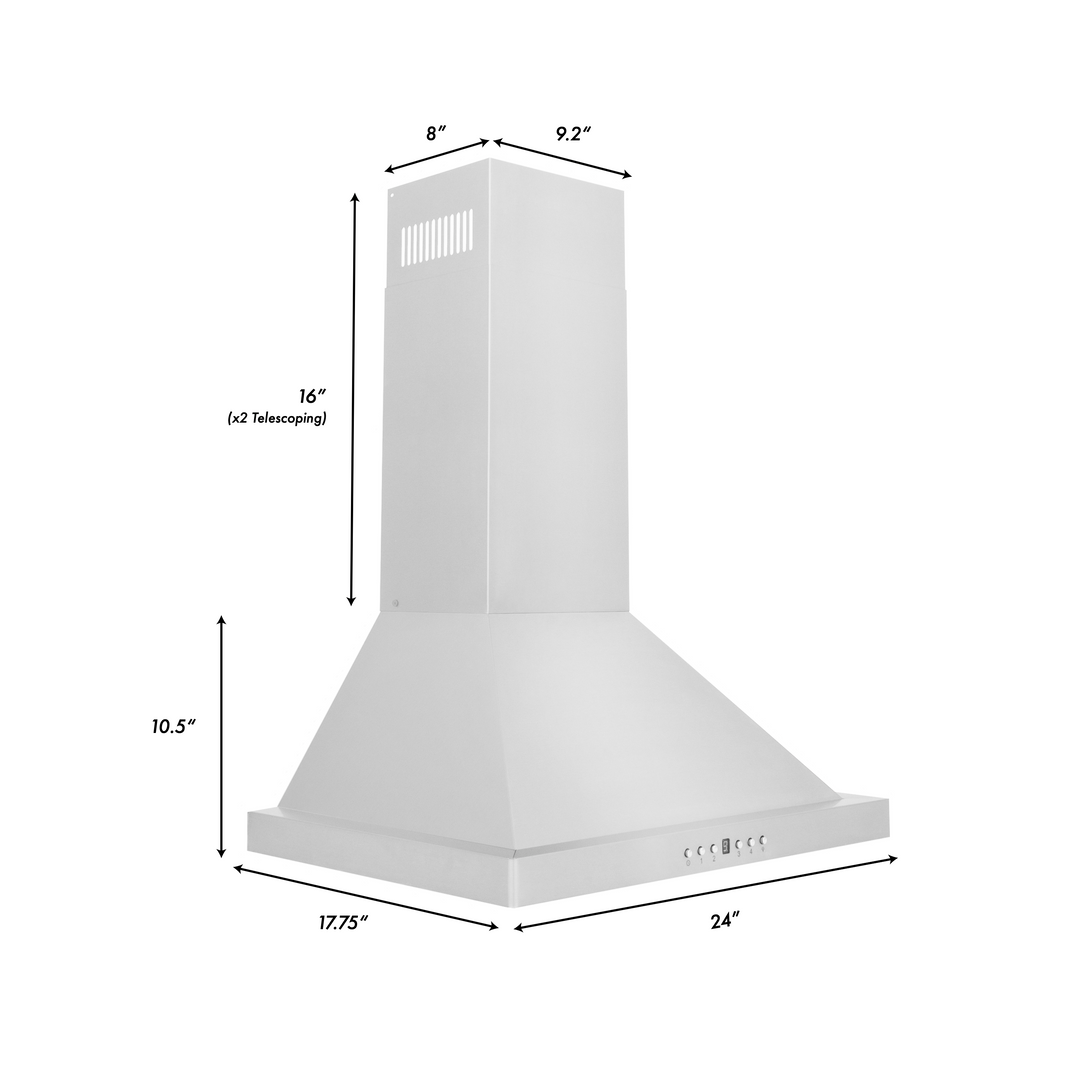 ZLINE 24 in. Convertible Vent Wall Mount Range Hood in Stainless Steel, KB-24